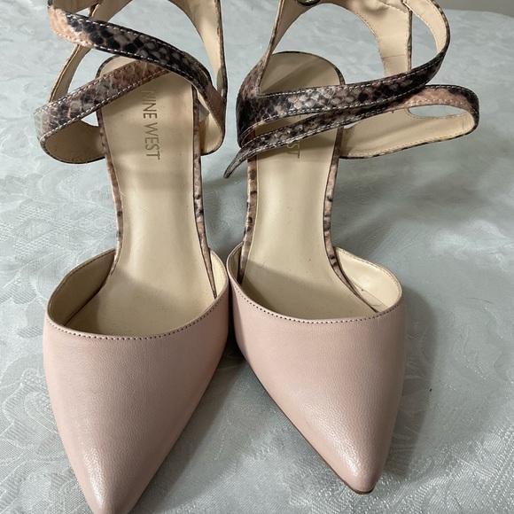 Nine West Snakeskin Nude Heels Women Size 5 - Picture 1 of 4